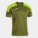 Green sports jersey with neon yellow accents on a white background