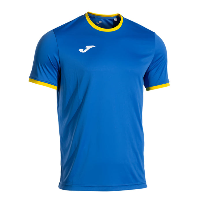 Joma Combi Premium Short Sleeve T-Shirt in royal blue with yellow trim