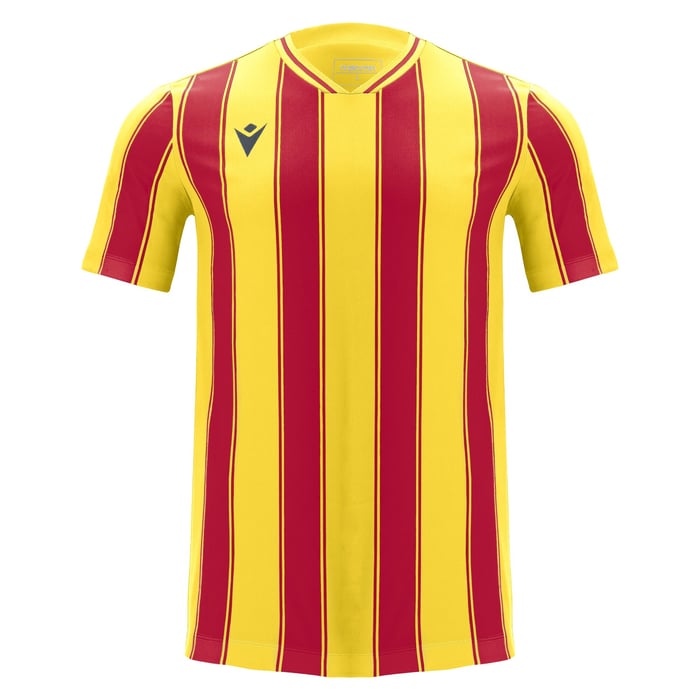 Yellow and red striped shirt on a white background
