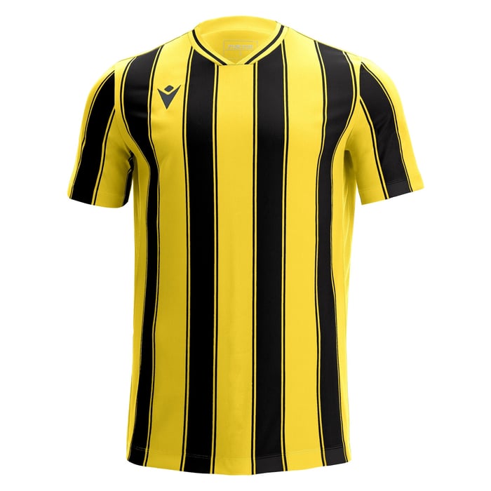Yellow and black striped shirt on a white background