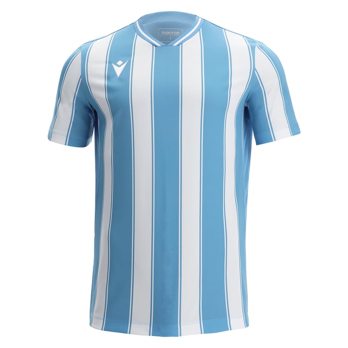 Blue and white striped shirt on a white background