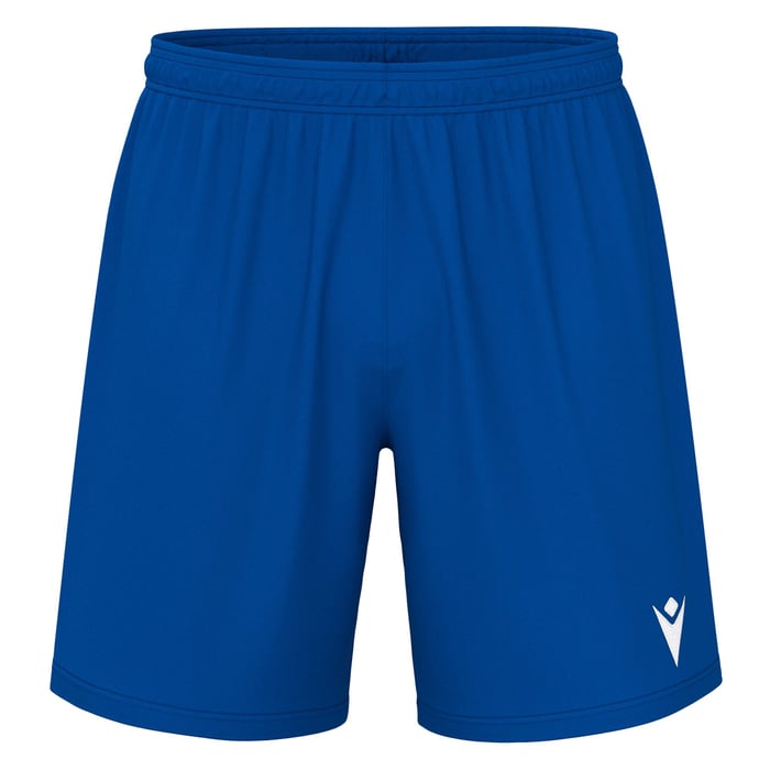 Blue shorts with a logo on a white background