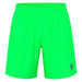 Neon green shorts with a small logo on a white background