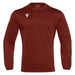 Maroon long-sleeve shirt with a logo on a white background