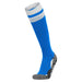 Blue knee-high sock with white and gray accents on a white background
