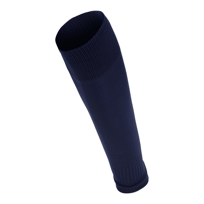 Navy blue knee-high sock on a white background