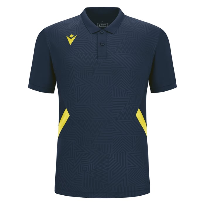 Macron Rap Short Sleeve Polo Shirt in navy and yellow