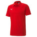 A red Puma polo shirt with a collar and two-button placket.
