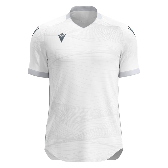 White sports jersey with gray accents on a white background