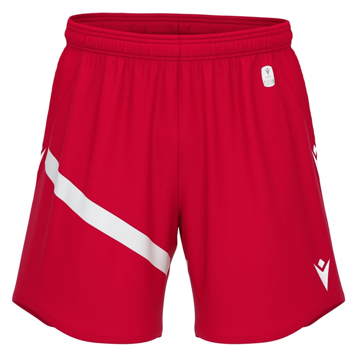Red shorts with a white stripe on a white background