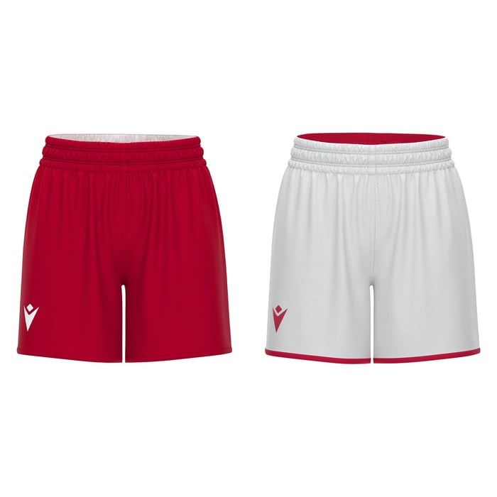 Macron F500 Women's Reversible Shorts in red and white
