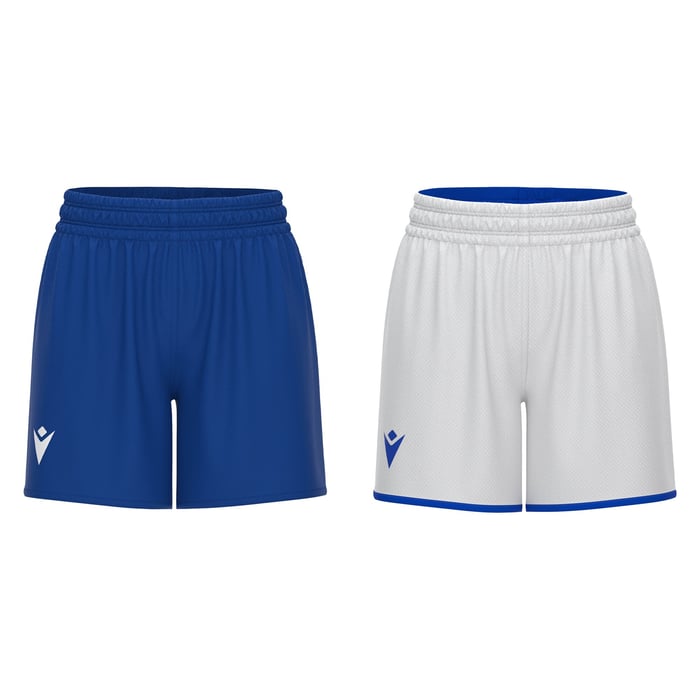 Macron F500 Women's Reversible Shorts in blue and white