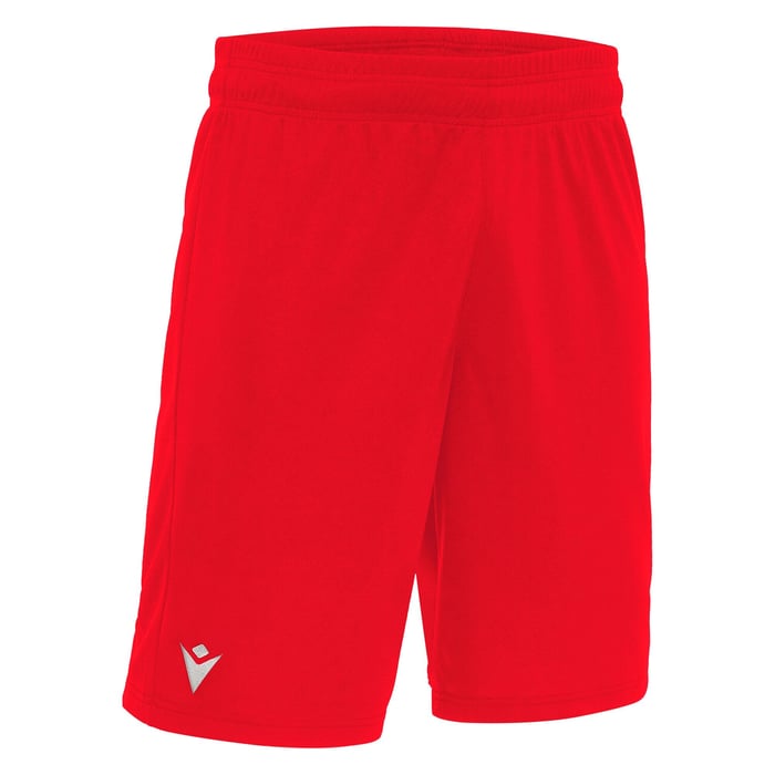 Red shorts with a logo on a white background
