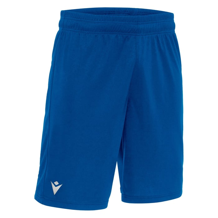 Blue shorts with a logo on a white background