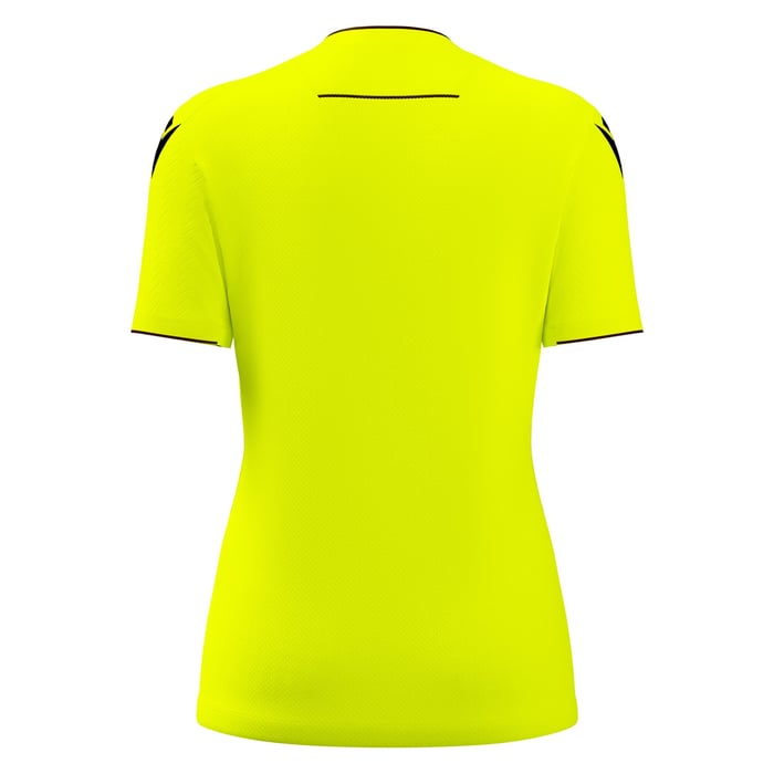 Yellow sports jersey with black accents on a white background
