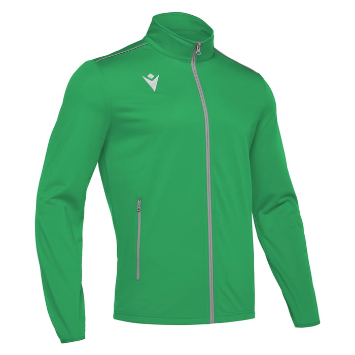 Green jacket with a zipper on a white background