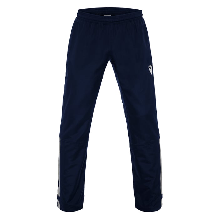 Navy blue pants with a logo on a white background