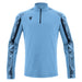 Light blue long-sleeve athletic shirt with black patterned sleeves on a white background