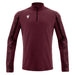 Maroon long-sleeve athletic shirt with a brand logo on a white background