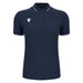 Navy blue polo shirt with white trim on a white background