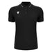 Black polo shirt with white trim on a white background