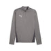 A grey Puma Team Goal Training 1/4 Zip Top for kids, with long sleeves and a quarter zip neckline.