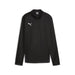 A black Puma Team Goal Training 1/4 Zip Top for women with long sleeves and a quarter zip neckline.