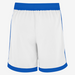 White shorts with blue trim on a white background