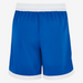 Blue shorts with white trim on a white background