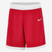 Red shorts with white Nike logo on a white background