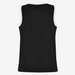 Black tank top with white trim on a white background