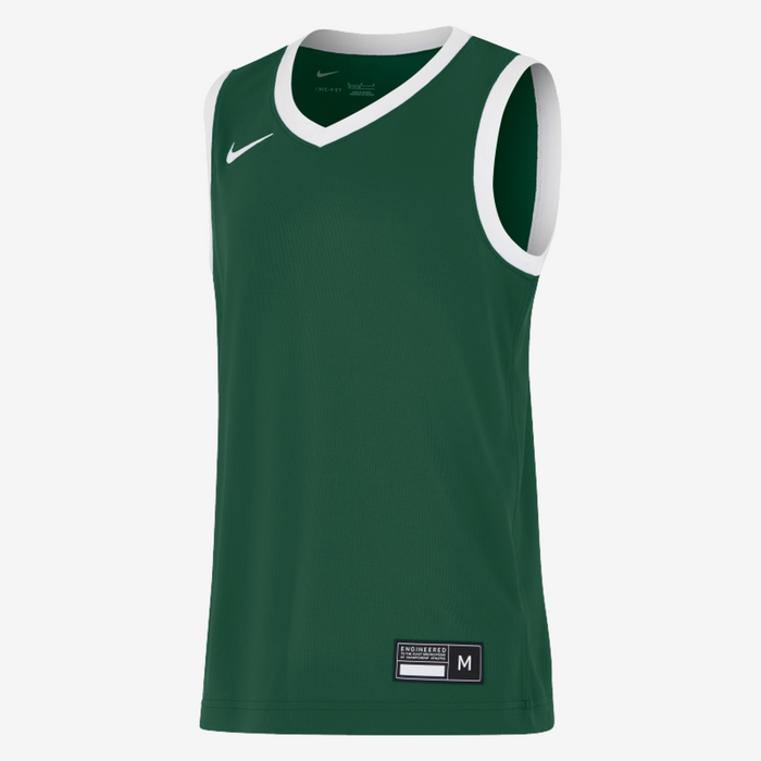 Green basketball jersey with white accents on a white background