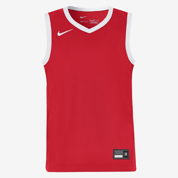 Red basketball jersey with Nike logo on a white background