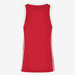 Red sleeveless shirt with white accents on a white background