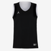 Black sleeveless sports jersey with a logo on a white background