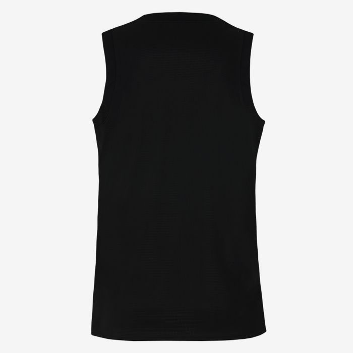Black sleeveless top on a white background