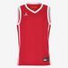 Red basketball jersey with white accents on a white background