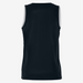 Black sleeveless shirt with white accents on a white background