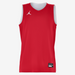 Red sleeveless sports jersey with a logo on a white background