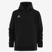 Black hoodie with a white logo on a light gray background