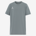 Gray t-shirt with a white logo on a white background