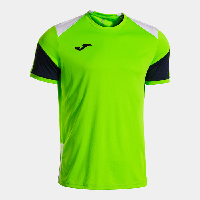 Joma Danubio IV Short Sleeve T-Shirt in neon green with black and white accents