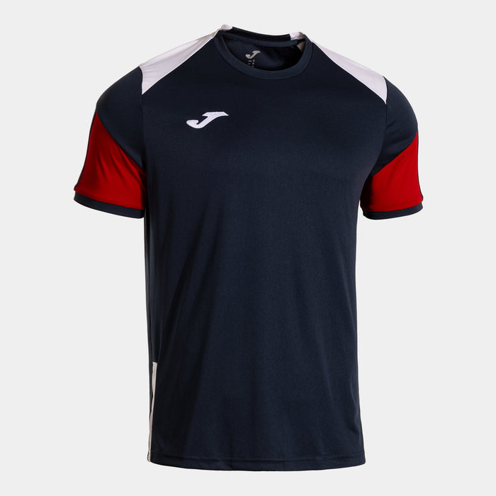 Joma Danubio IV Short Sleeve T-Shirt in navy with red and white accents