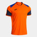 Joma Danubio IV Short Sleeve T-Shirt in orange with royal blue and navy accents