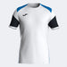 Joma Danubio IV Short Sleeve T-Shirt in white with royal blue and black accents