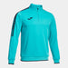 A neon blue men's half-zip sweatshirt with a high collar, navy accents and the white Joma logo on the left sleeve.