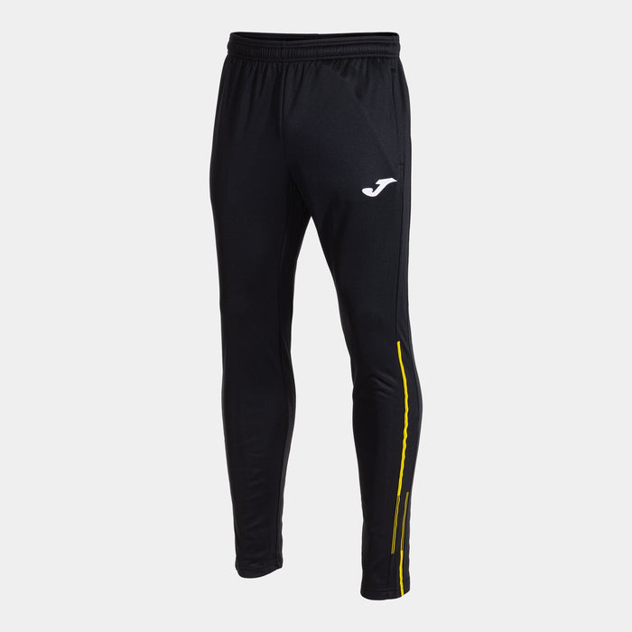Joma Championship VIII Long Pants in black with yellow stripe along the left leg