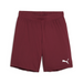 A pair of Burgundy Puma team goal shorts with a white Puma logo on the left leg.