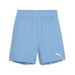 A pair of sky blue Puma team goal shorts with a white Puma logo on the left leg.